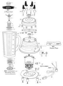 Page A Diagram and Parts List for 5000GC Chrome Waring Blender