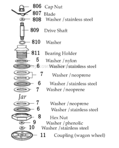 Page B Diagram and Parts List for 5000TN Tangerine Waring Blender