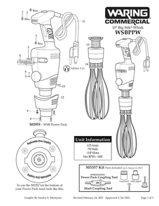 Diagram 1 Diagram and Parts List for WSBPPWA  Waring Mixer