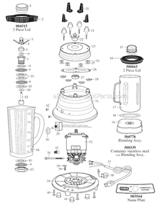 Page A Diagram and Parts List for 700  Waring Blender