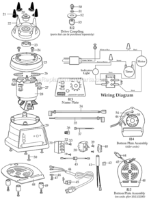 Page B Diagram and Parts List for 7010S  Waring Blender