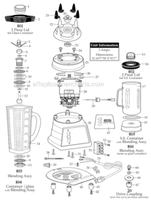 Base_Unit_Only Diagram and Parts List for 7011BU  Waring Blender
