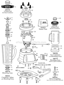 Page A Diagram and Parts List for 7011SC  Waring Blender