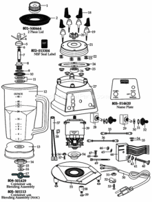 Nsf_Approved Diagram and Parts List for 7015N  Waring Blender
