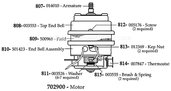 Page B Diagram and Parts List for 707SB  Waring Blender