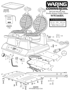 Diagram Diagram and Parts List for WW300BX  Waring Waffle Maker