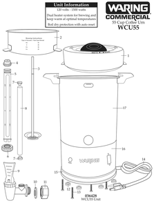 Diagram Diagram and Parts List for WCU55  Waring Beverage Dispenser