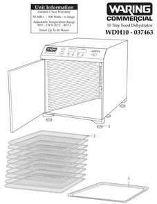 Diagram 1 Diagram and Parts List for WDH10  Waring Dehydrator