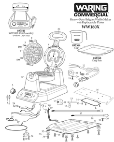 Diagram 1 Diagram and Parts List for WW180X  Waring Waffle Maker