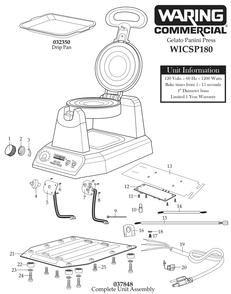Diagram Diagram and Parts List for WICSP180  Waring Miscellaneous