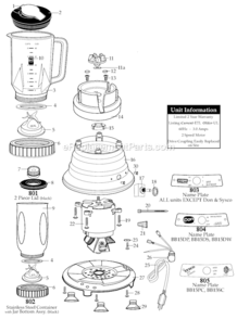 Rykoff Diagram and Parts List for BB15RP  Waring Blender