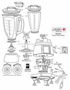 Page A Diagram and Parts List for BB185  Waring Blender