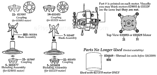 Page B Diagram and Parts List for BB190  Waring Blender