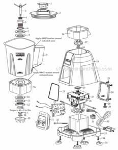 Page A Diagram and Parts List for BB300S  Waring Blender