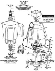 Page A Diagram and Parts List for BB300  Waring Blender