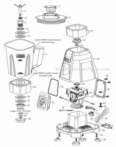 Page A Diagram and Parts List for BB320S  Waring Blender