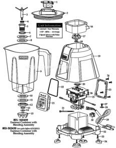 With_Electronic_Keypad Diagram and Parts List for BB320  Waring Blender