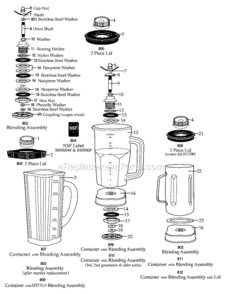 Page A Diagram and Parts List for BB900M  Waring Blender