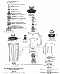 Page A Diagram and Parts List for BC900S  Waring Blender