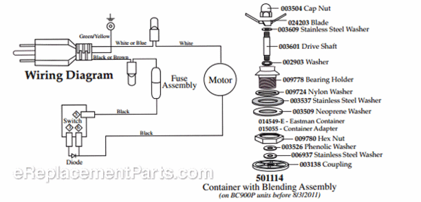 Page C Diagram and Parts List for BC900S  Waring Blender