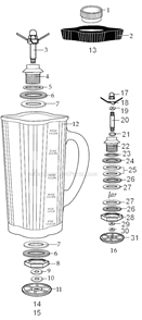 Page A Diagram and Parts List for CAC34  Waring Blender