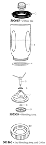 32_Oz_Complete_Container_W_Blending_Assembly_Collar_And_Lid Diagram and Parts List for CAC37  Waring Blender