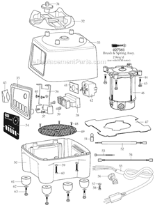 Part Location Diagram of 028025 Waring Top Housing