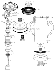 Page A Diagram and Parts List for CB15M  Waring Blender