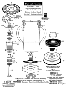One_Gallon_Blender_On_Units_After_9162013 Diagram and Parts List for CB15N  Waring Blender