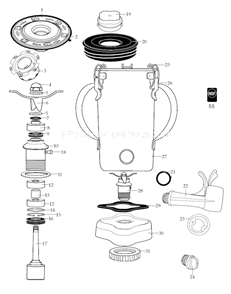 Part Location Diagram of 034016 Waring Spigot Plug