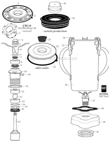 Page A Diagram and Parts List for CB15T  Waring Blender