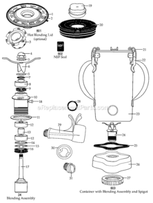 Page A Diagram and Parts List for CB15VSF  Waring Blender