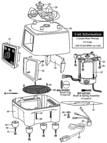 Page B Diagram and Parts List for CB15V  Waring Blender