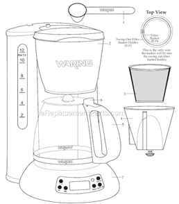 Part Location Diagram of 030615 Waring Lid
