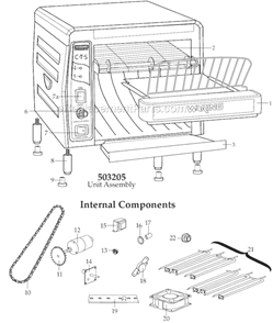 Page A Diagram and Parts List for CTS1000B  Waring Toaster