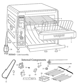 Page A Diagram and Parts List for CTS1000  Waring Toaster