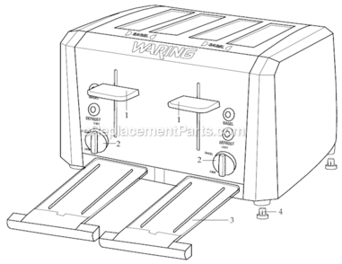 Black_4_Slice_18000_Watts Diagram and Parts List for CTT400BK  Waring Toaster