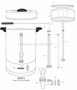 Part Location Diagram of 028262 Waring Lower Silicone Ring