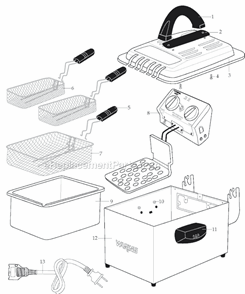 Page A Diagram and Parts List for DF250S3  Waring Deep Fryer