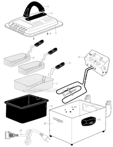 Page A Diagram and Parts List for DF270WS  Waring Deep Fryer