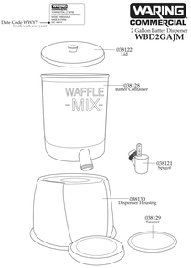 Diagram Diagram and Parts List for WBD2G  Waring Waffle Maker