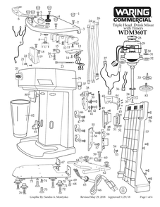 Diagram 1 Diagram and Parts List for WDM360T  Waring Drink Mixer