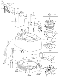 Part Location Diagram of 027120 Waring Lower Housing