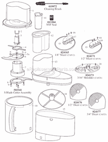 Page A Diagram and Parts List for FP2200  Waring Food Processor