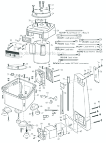 Page B Diagram and Parts List for FP2200  Waring Food Processor