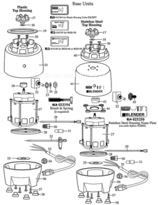 Page B Diagram and Parts List for HGCSS  Waring Blender