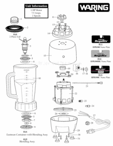 Part Location Diagram of 029320 Waring Motor