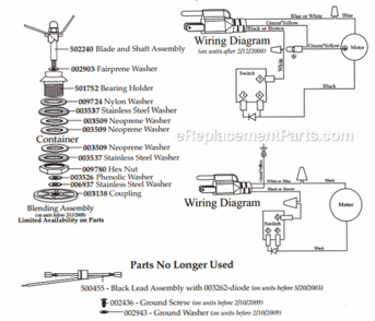 Page B Diagram and Parts List for HPB305  Waring Blender