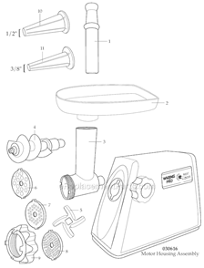 Page A Diagram and Parts List for MG100A  Waring Meat Grinder