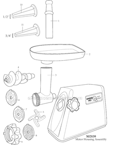 Part Location Diagram of 026550 Waring Grinding Head